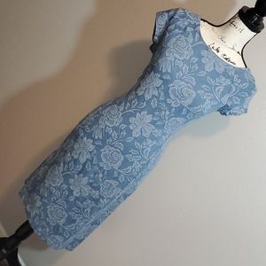 FLORAL DENIM STRETCH SEXY DRESS